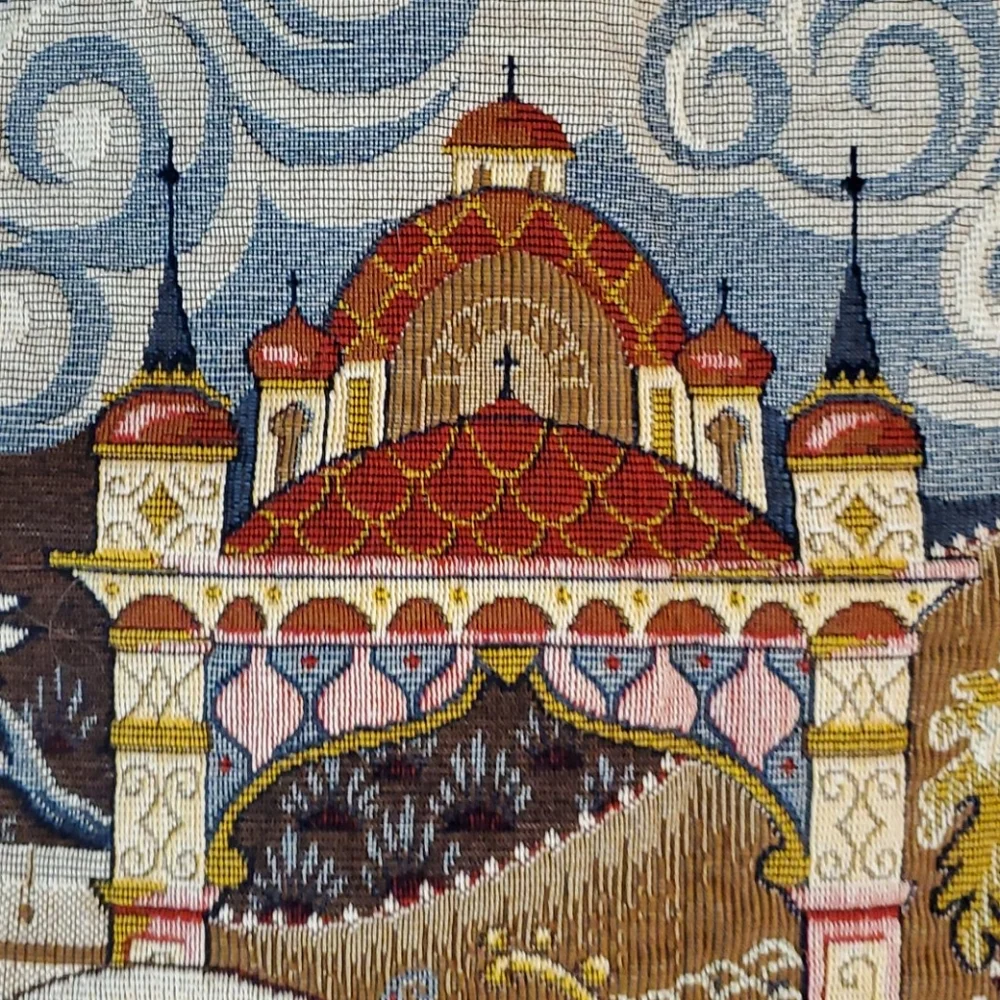 Vintage Faberge Franklin mint Swan Lake Tapestry Wool Cotton